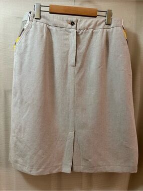 Vintage Y2K Harve Benard Linen Blend Skirt Flower Print Pockets Size 12